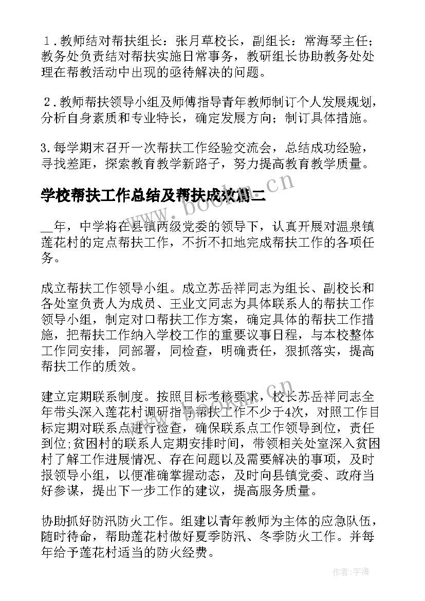 学校帮扶工作总结及帮扶成效(优秀6篇)