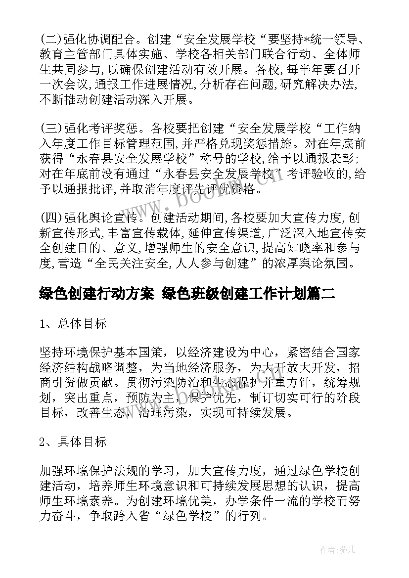 2023年绿色创建行动方案 绿色班级创建工作计划(汇总6篇)