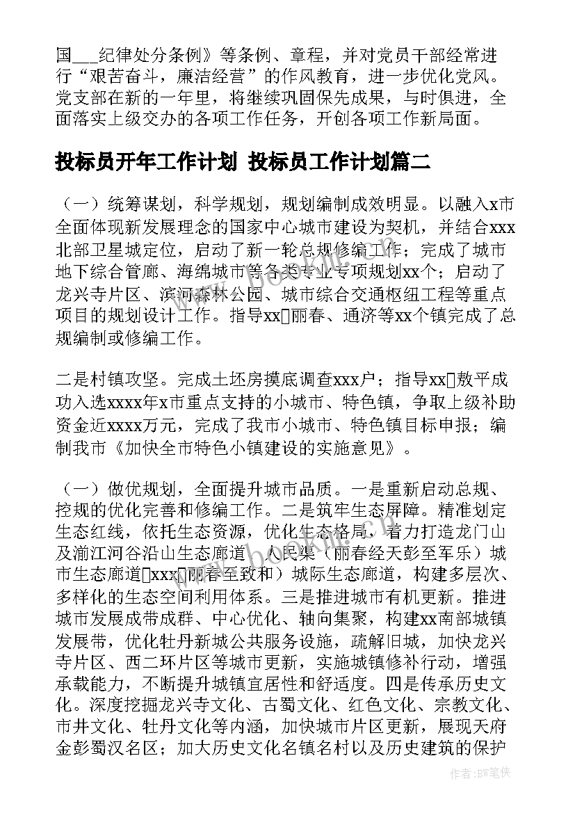 最新投标员开年工作计划 投标员工作计划(通用9篇)