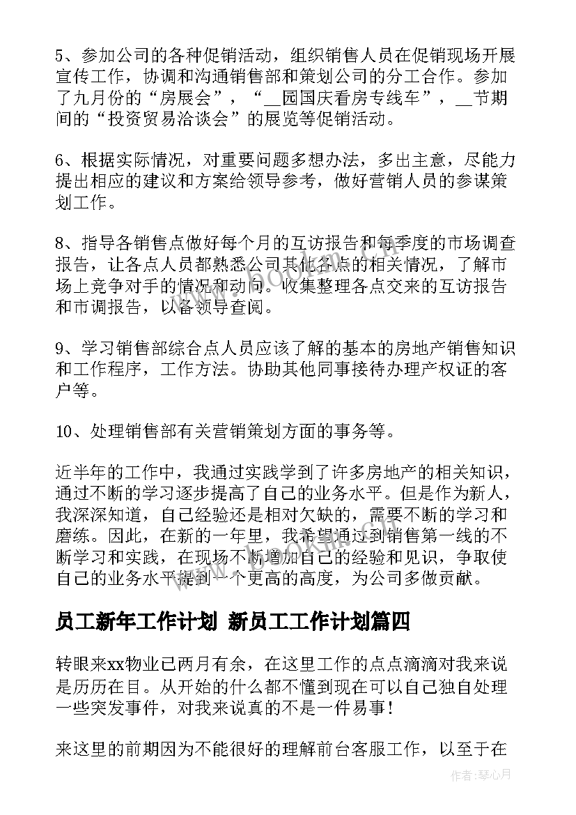 2023年员工新年工作计划 新员工工作计划(优秀6篇)