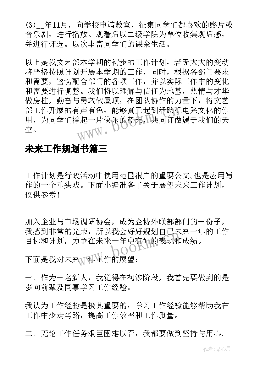 2023年未来工作规划书(优秀6篇)