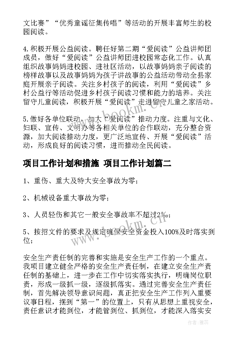 2023年项目工作计划和措施 项目工作计划(实用5篇)