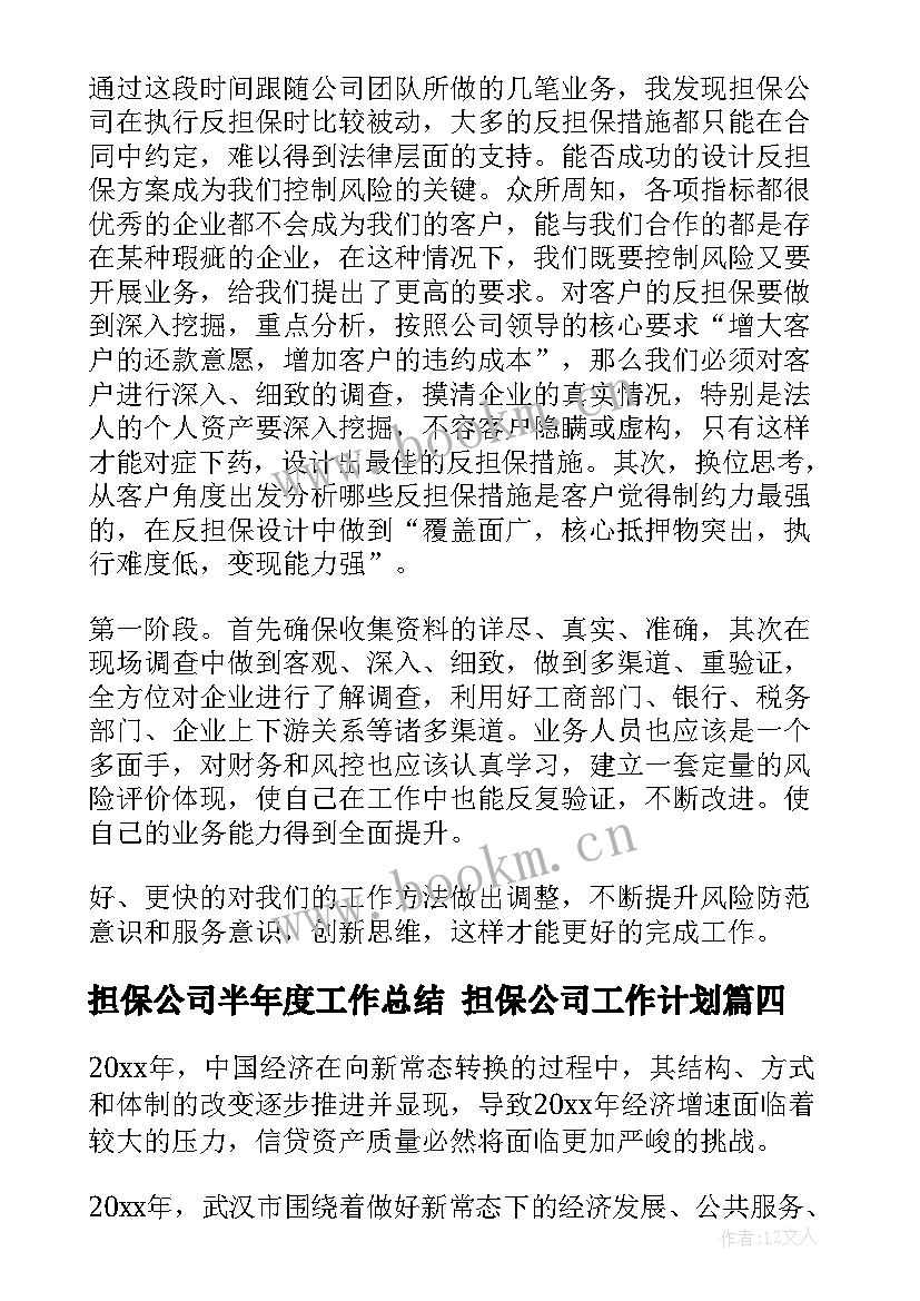 最新担保公司半年度工作总结 担保公司工作计划(模板5篇)