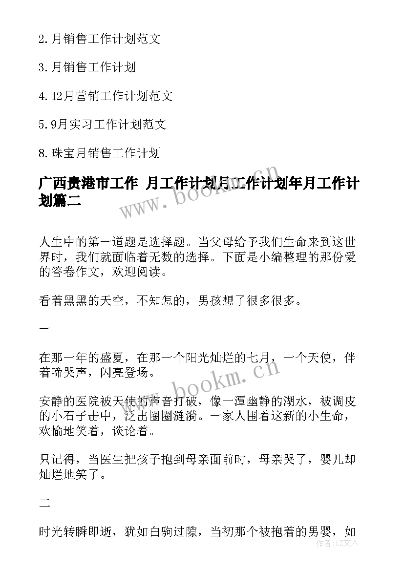 2023年广西贵港市工作 月工作计划月工作计划年月工作计划(大全6篇)