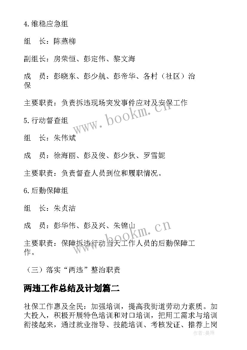 2023年两违工作总结及计划(实用5篇)