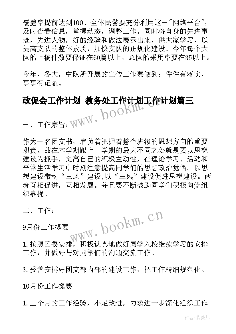 政促会工作计划 教务处工作计划工作计划(通用10篇)