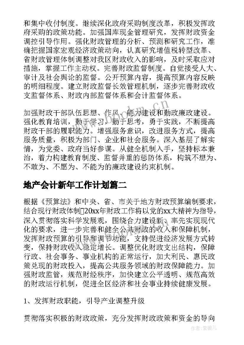 地产会计新年工作计划(通用5篇)