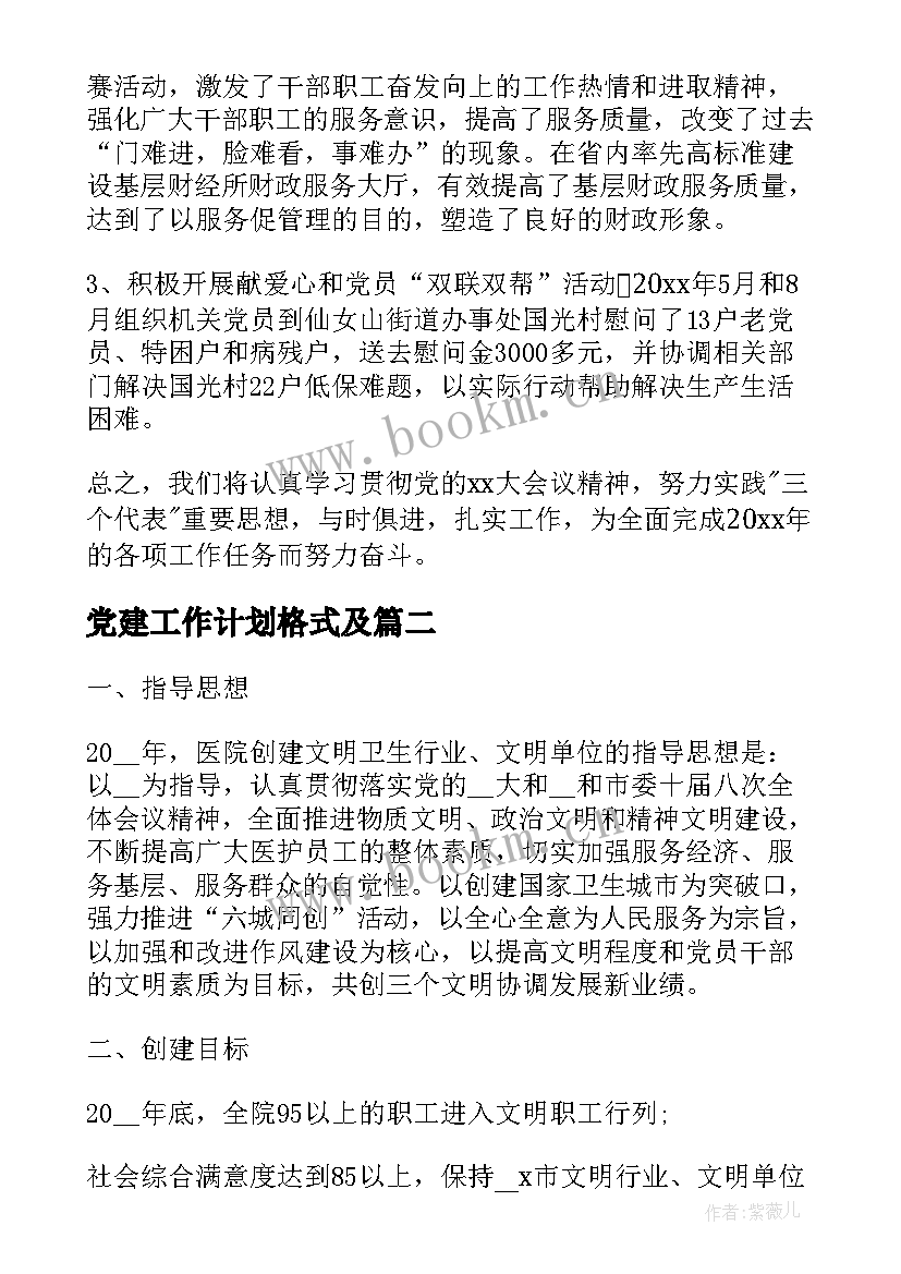 最新党建工作计划格式及(优质5篇)