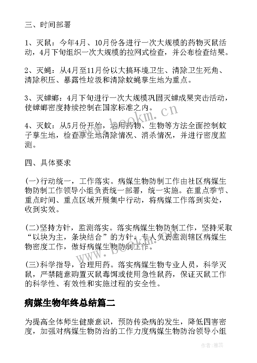 最新病媒生物年终总结(优秀10篇)