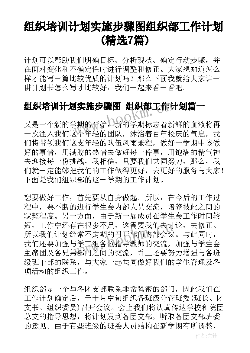 组织培训计划实施步骤图 组织部工作计划(精选7篇)