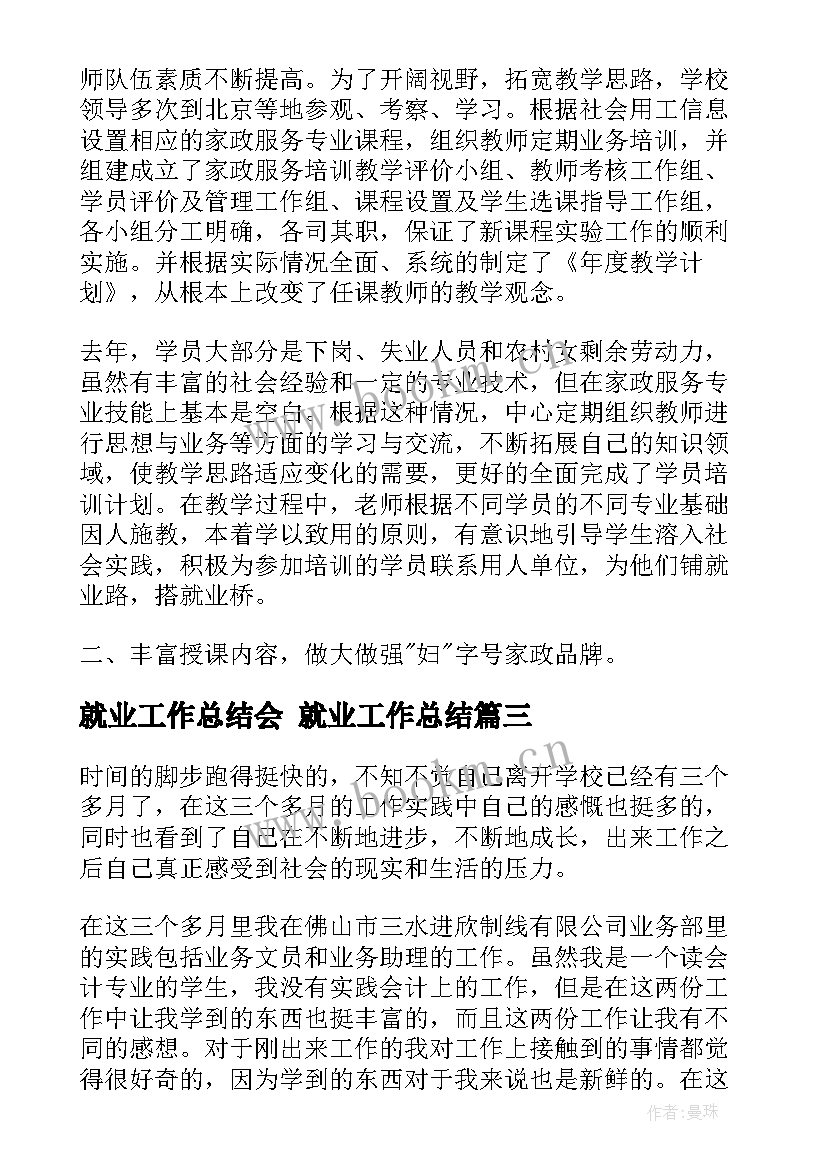 2023年就业工作总结会 就业工作总结(精选7篇)