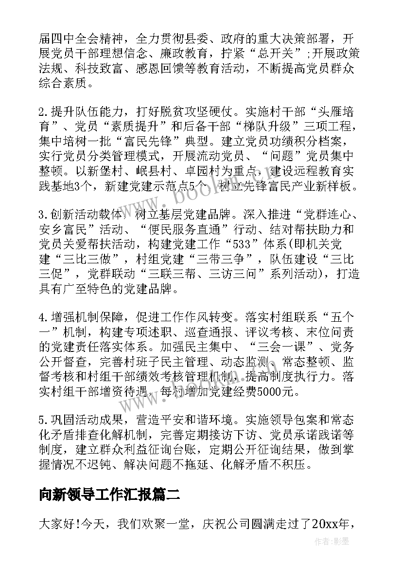 2023年向新领导工作汇报(优秀5篇)