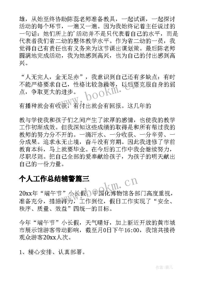 2023年个人工作总结辅警(实用5篇)