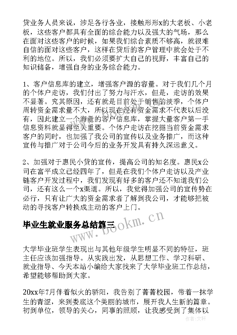 2023年毕业生就业服务总结(模板5篇)