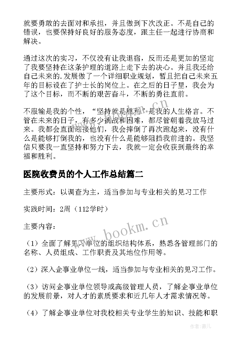 医院收费员的个人工作总结(汇总6篇)