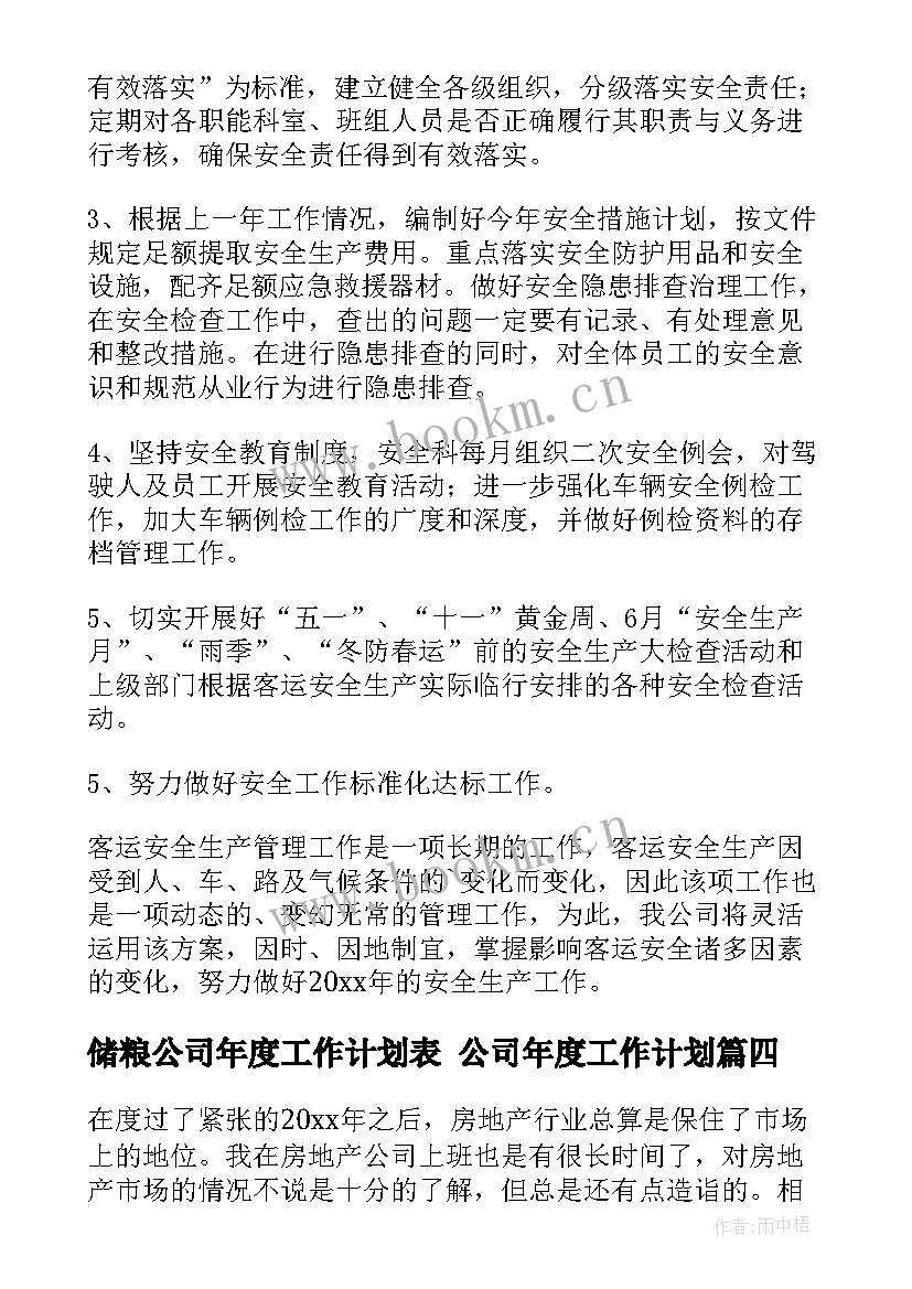 2023年储粮公司年度工作计划表 公司年度工作计划(汇总9篇)