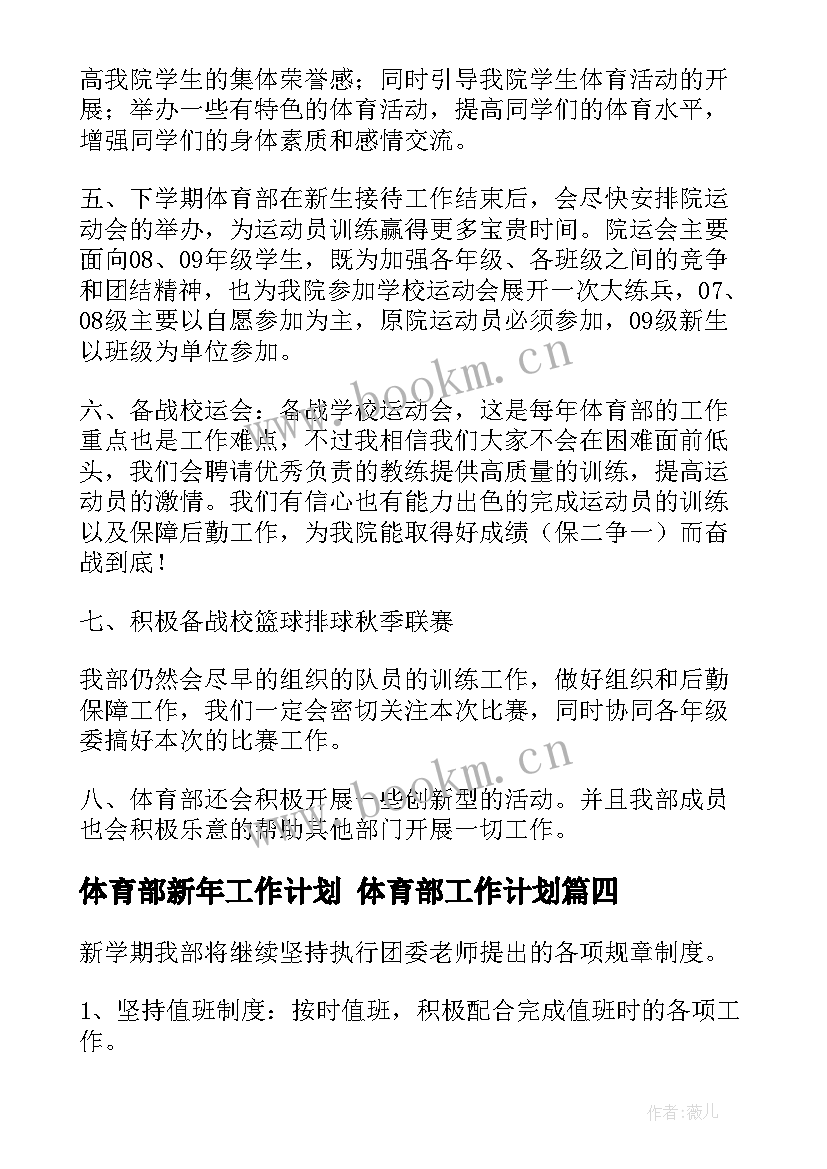 2023年体育部新年工作计划 体育部工作计划(模板6篇)