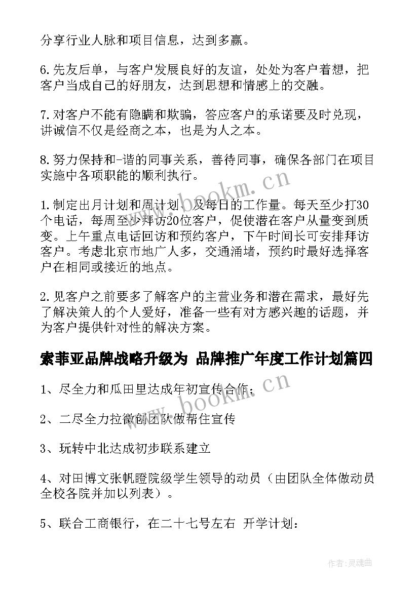 索菲亚品牌战略升级为 品牌推广年度工作计划(大全5篇)