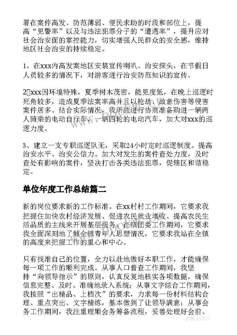 最新单位年度工作总结(优秀6篇)