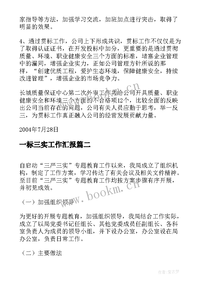 最新一标三实工作汇报(优质5篇)