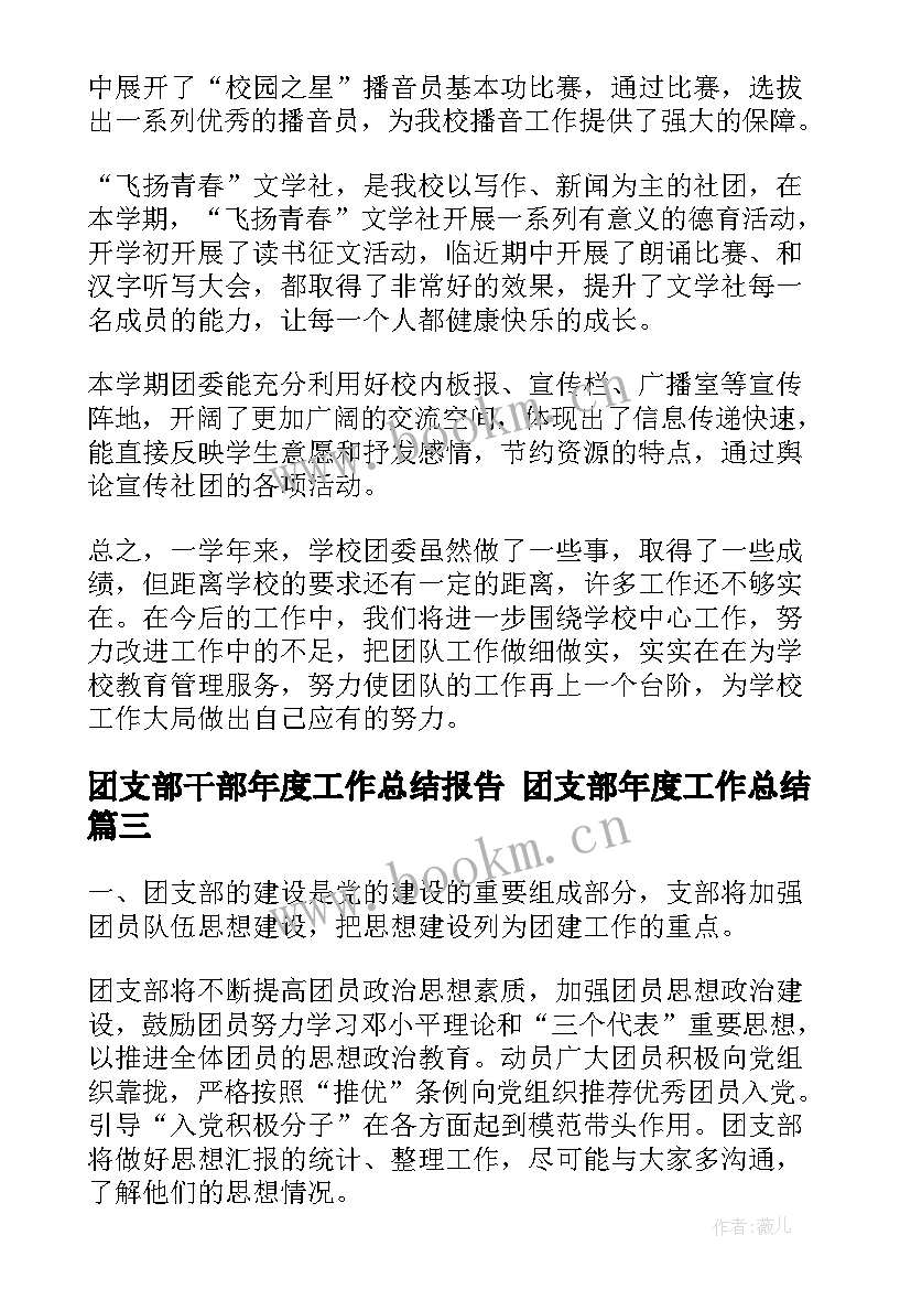 团支部干部年度工作总结报告 团支部年度工作总结(模板5篇)