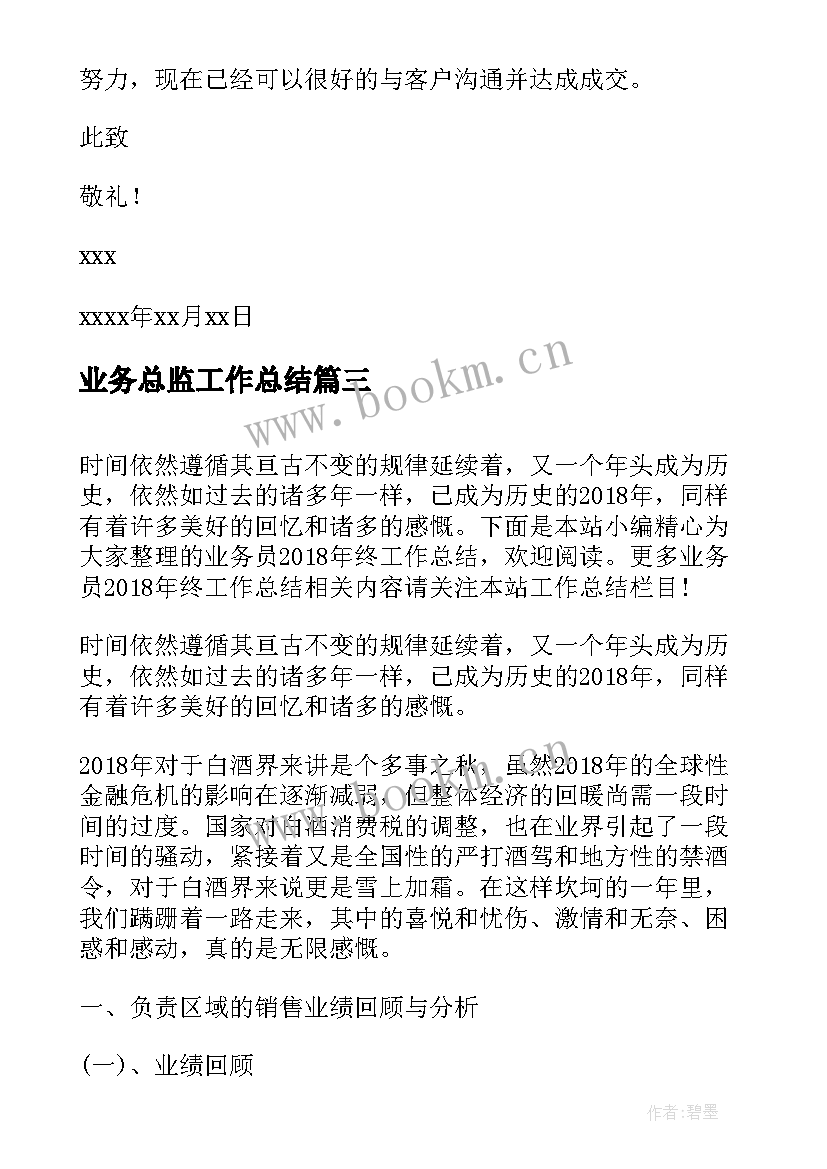 2023年业务总监工作总结(优质8篇)