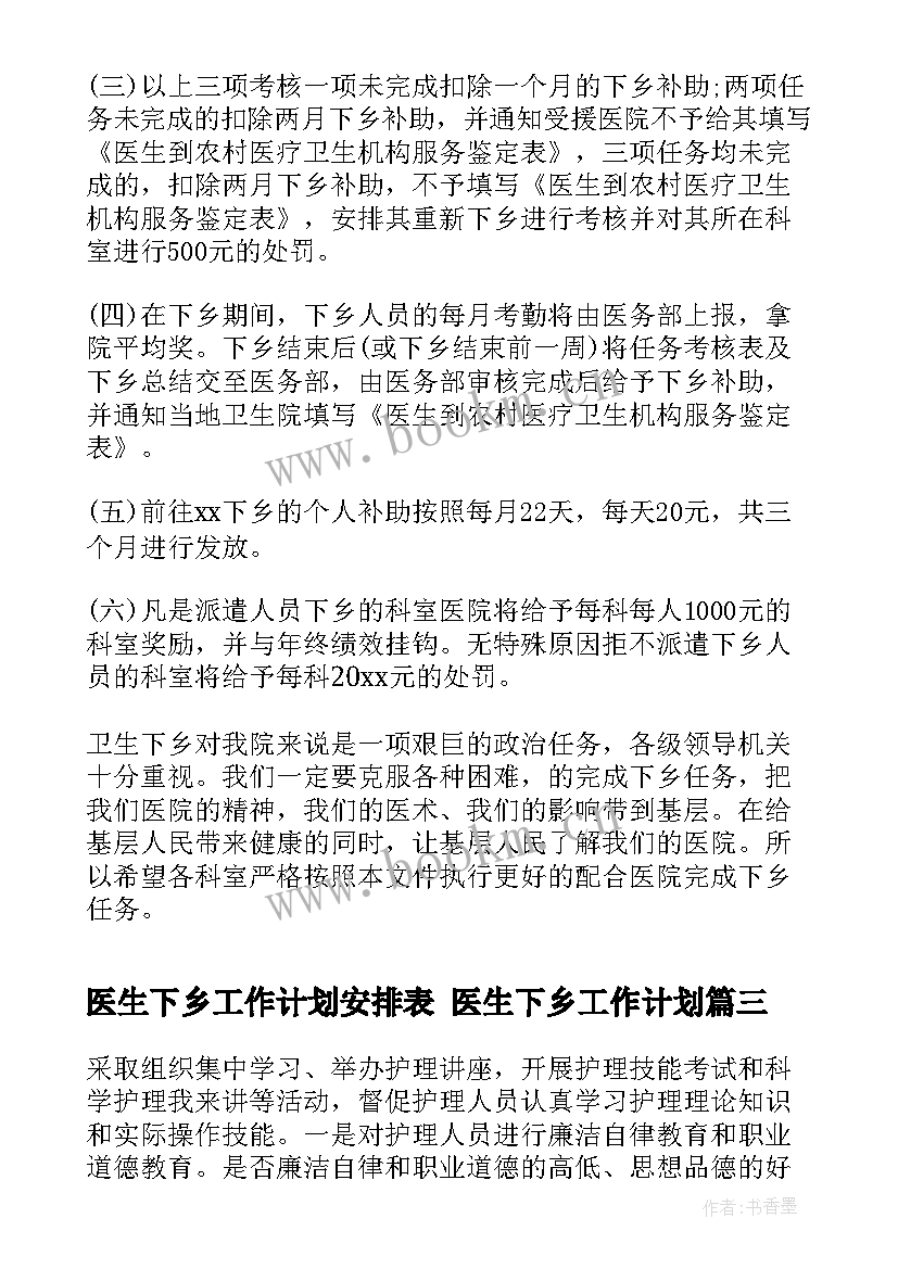 2023年医生下乡工作计划安排表 医生下乡工作计划(汇总5篇)