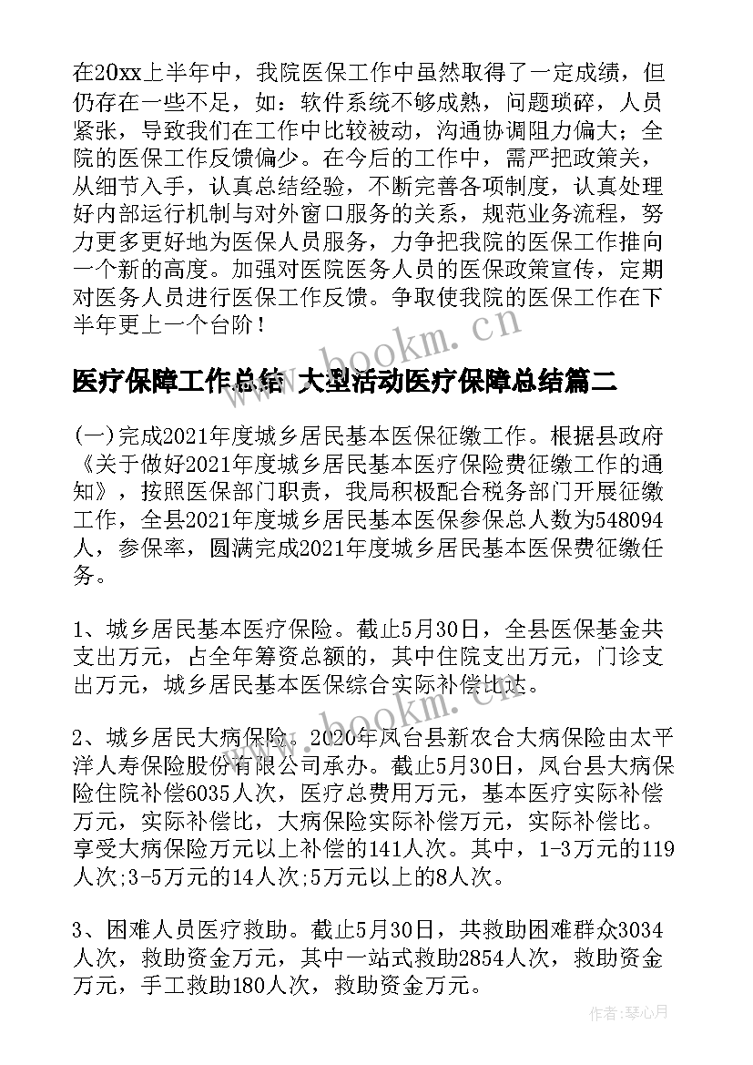 医疗保障工作总结 大型活动医疗保障总结(优秀5篇)