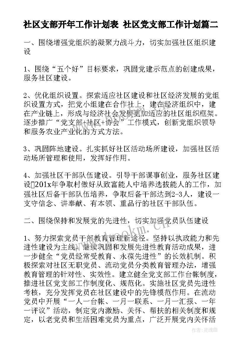 2023年社区支部开年工作计划表 社区党支部工作计划(大全7篇)