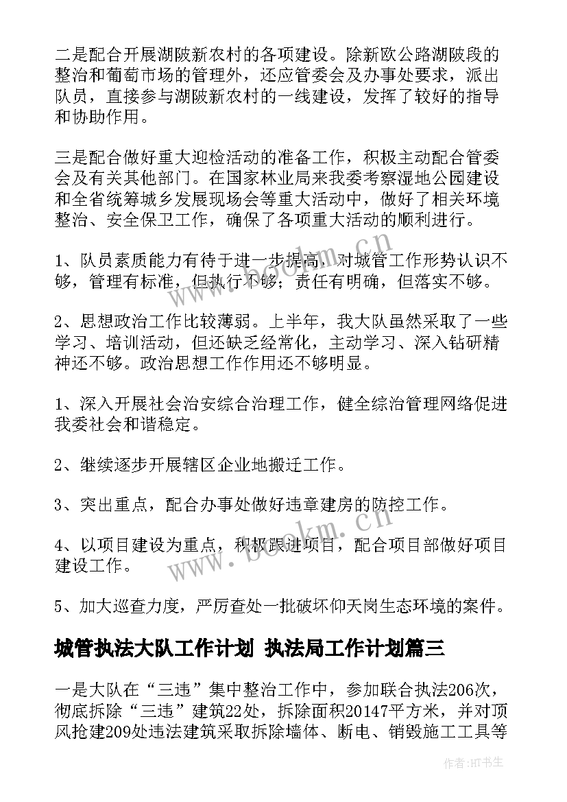 最新城管执法大队工作计划 执法局工作计划(精选5篇)