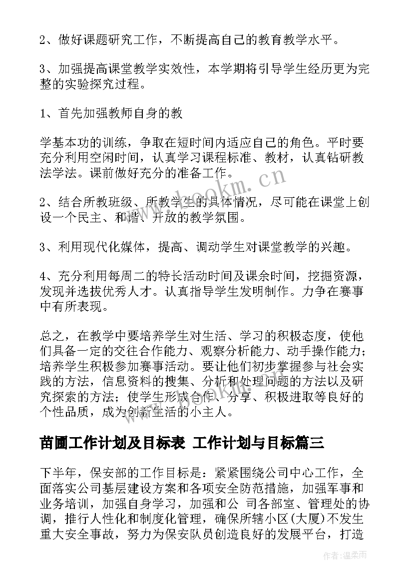 苗圃工作计划及目标表 工作计划与目标(实用10篇)