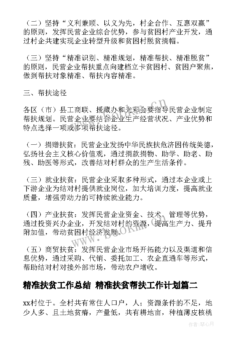 2023年精准扶贫工作总结 精准扶贫帮扶工作计划(大全6篇)