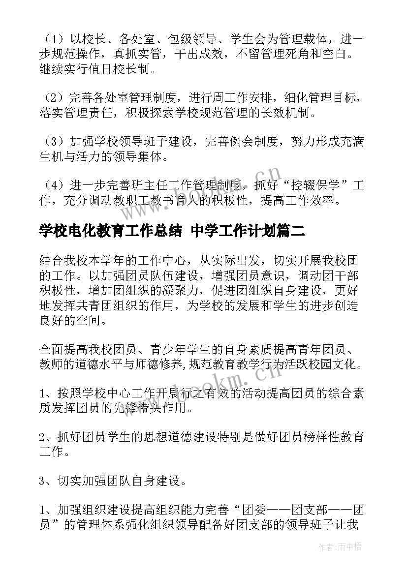 学校电化教育工作总结 中学工作计划(通用10篇)