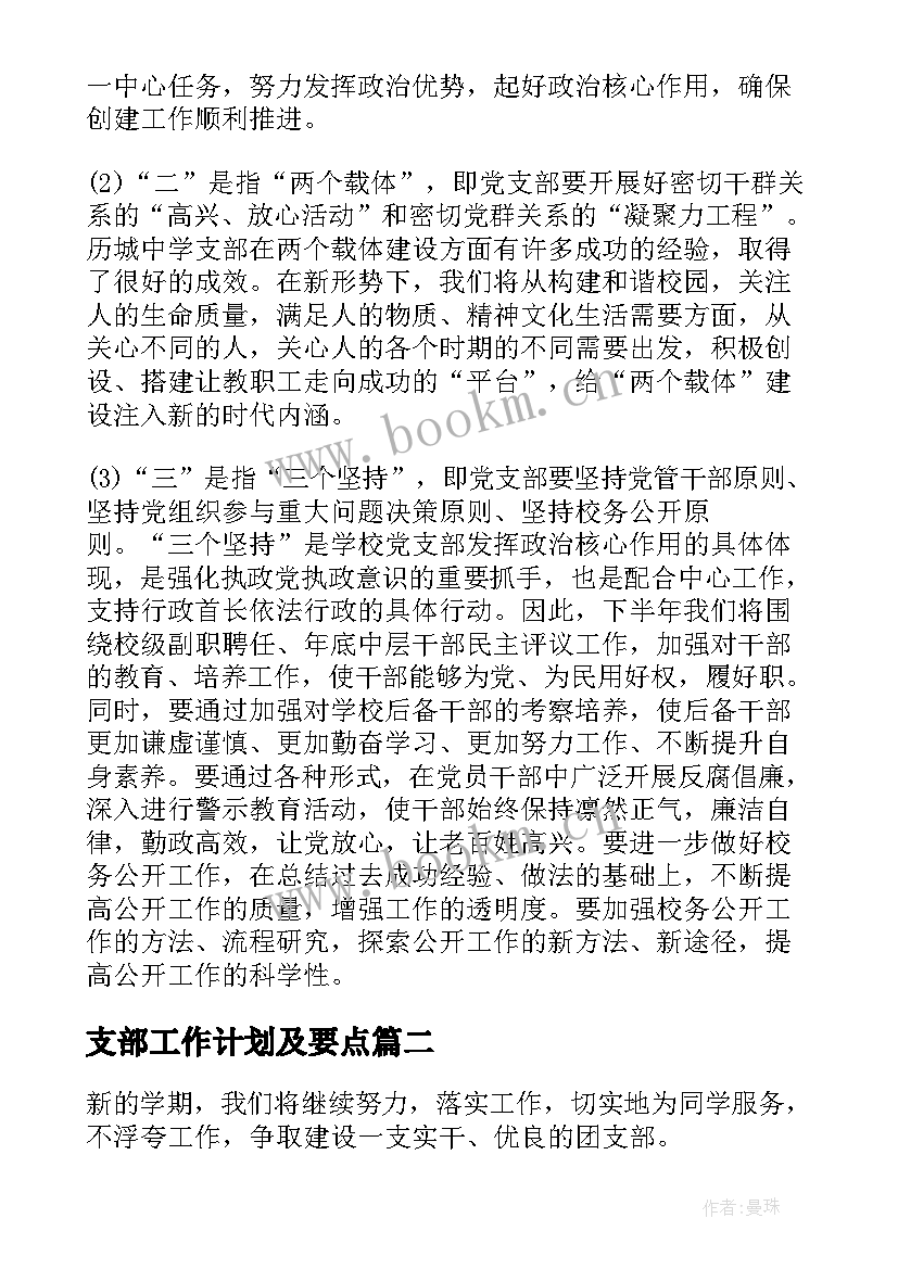 最新支部工作计划及要点(通用6篇)