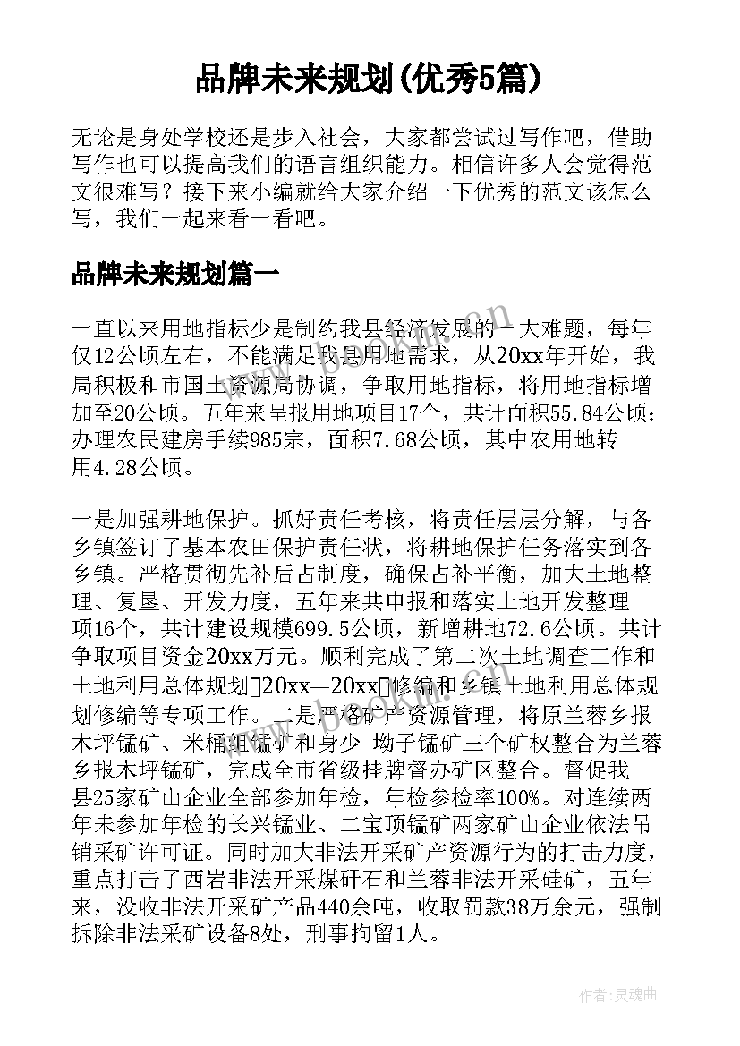 品牌未来规划(优秀5篇)