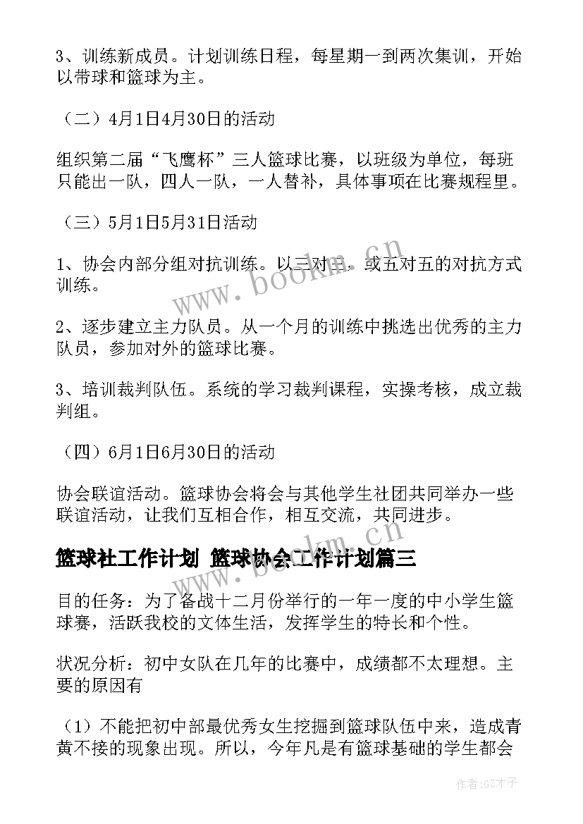 最新篮球社工作计划 篮球协会工作计划(实用5篇)