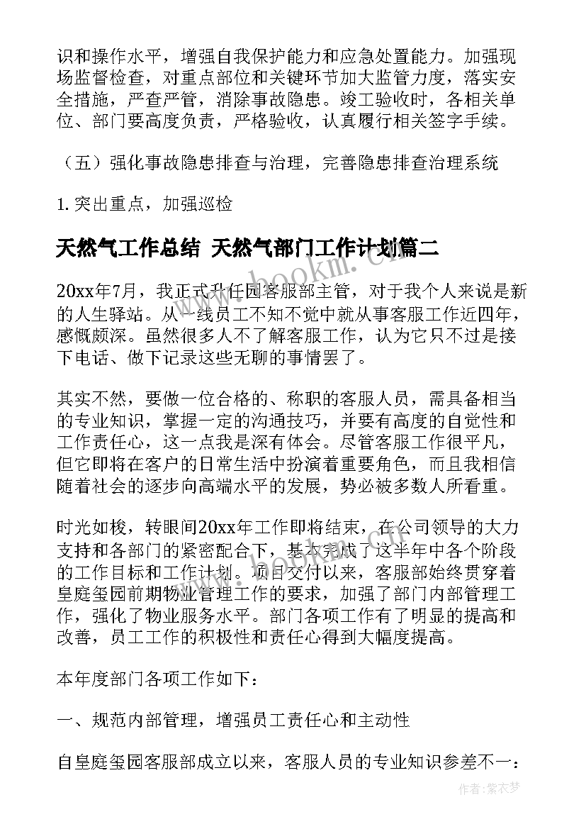 最新天然气工作总结 天然气部门工作计划(模板9篇)