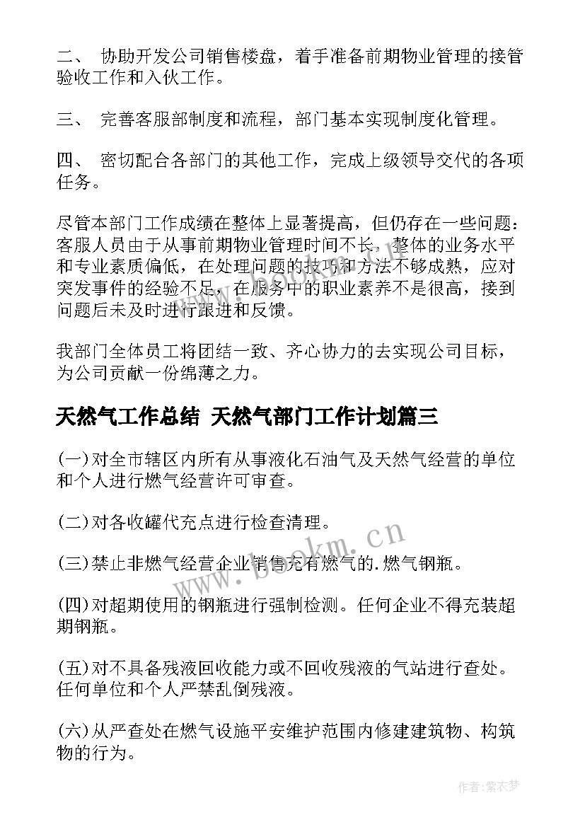 最新天然气工作总结 天然气部门工作计划(模板9篇)