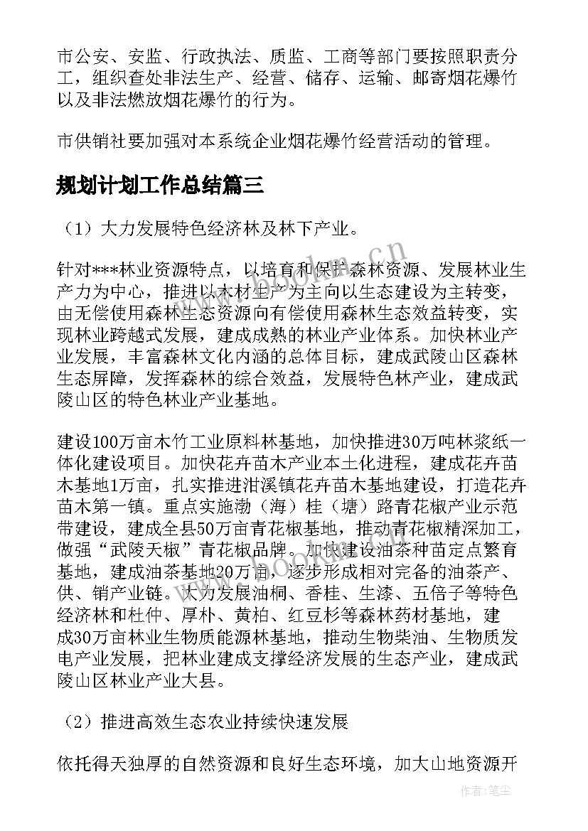 2023年规划计划工作总结(实用5篇)