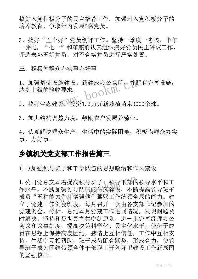 2023年乡镇机关党支部工作报告(实用5篇)