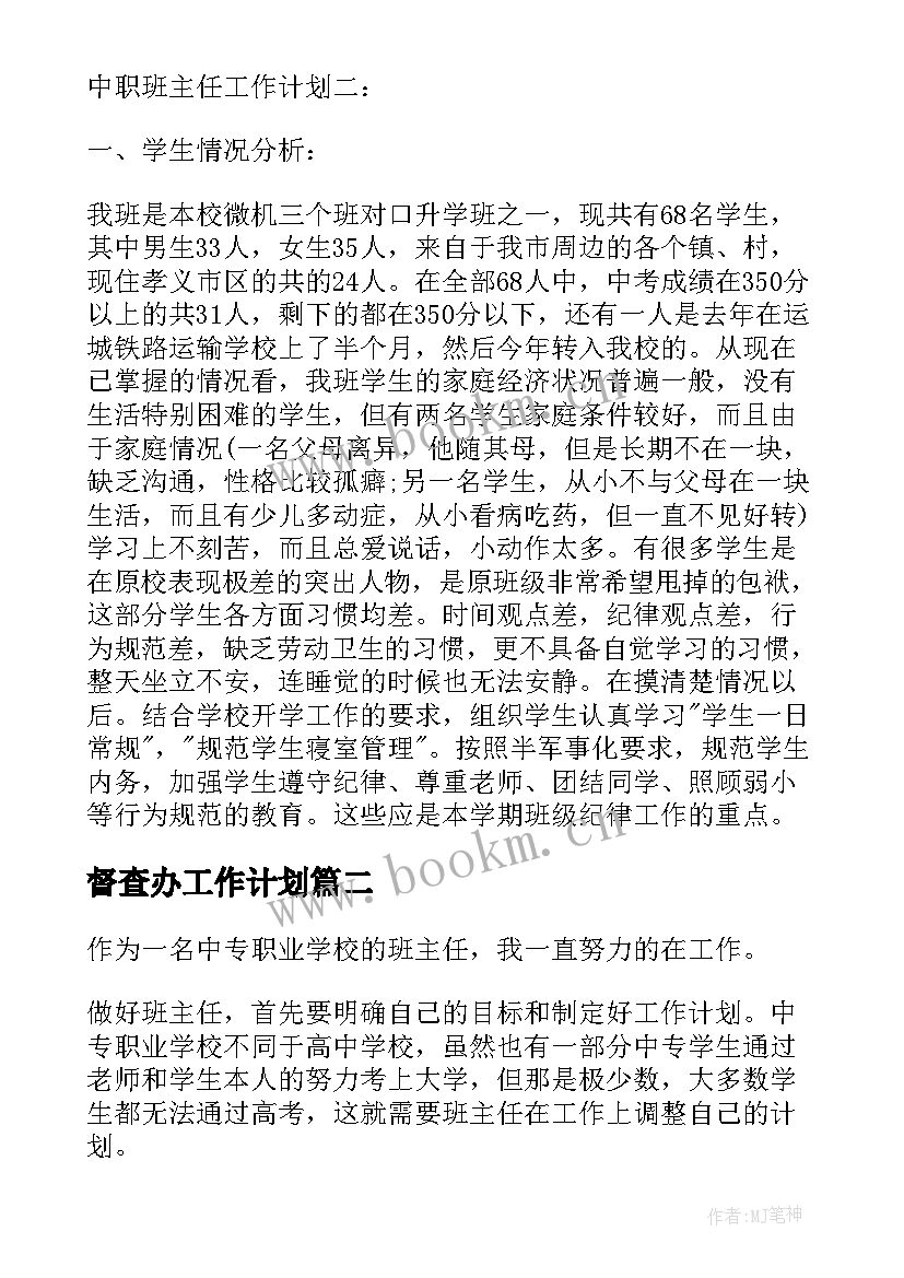 2023年督查办工作计划(模板5篇)