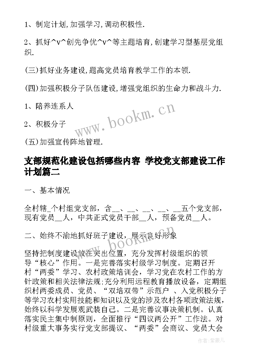 2023年支部规范化建设包括哪些内容 学校党支部建设工作计划(精选6篇)