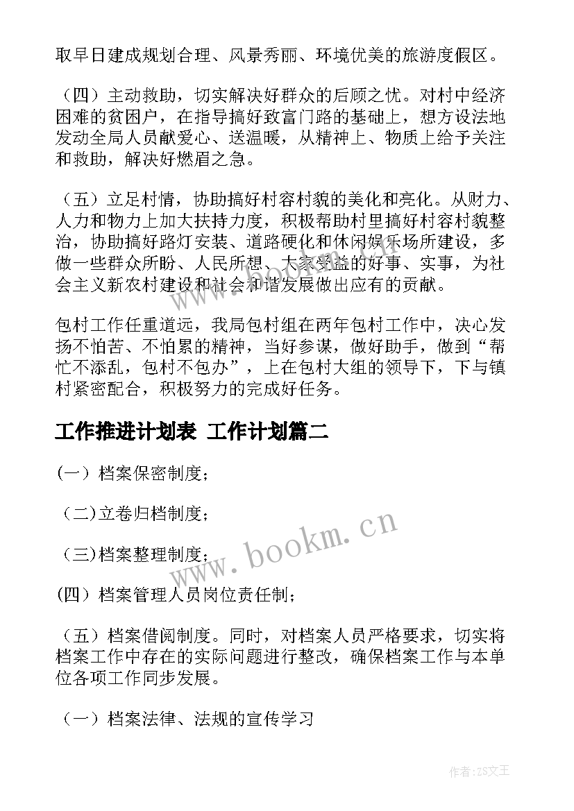 2023年工作推进计划表 工作计划(汇总6篇)