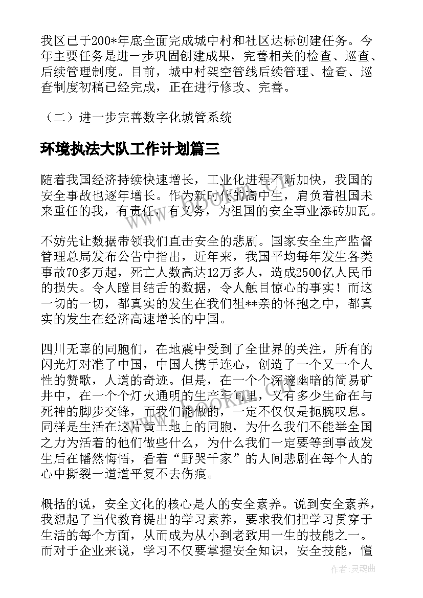 2023年环境执法大队工作计划(精选5篇)