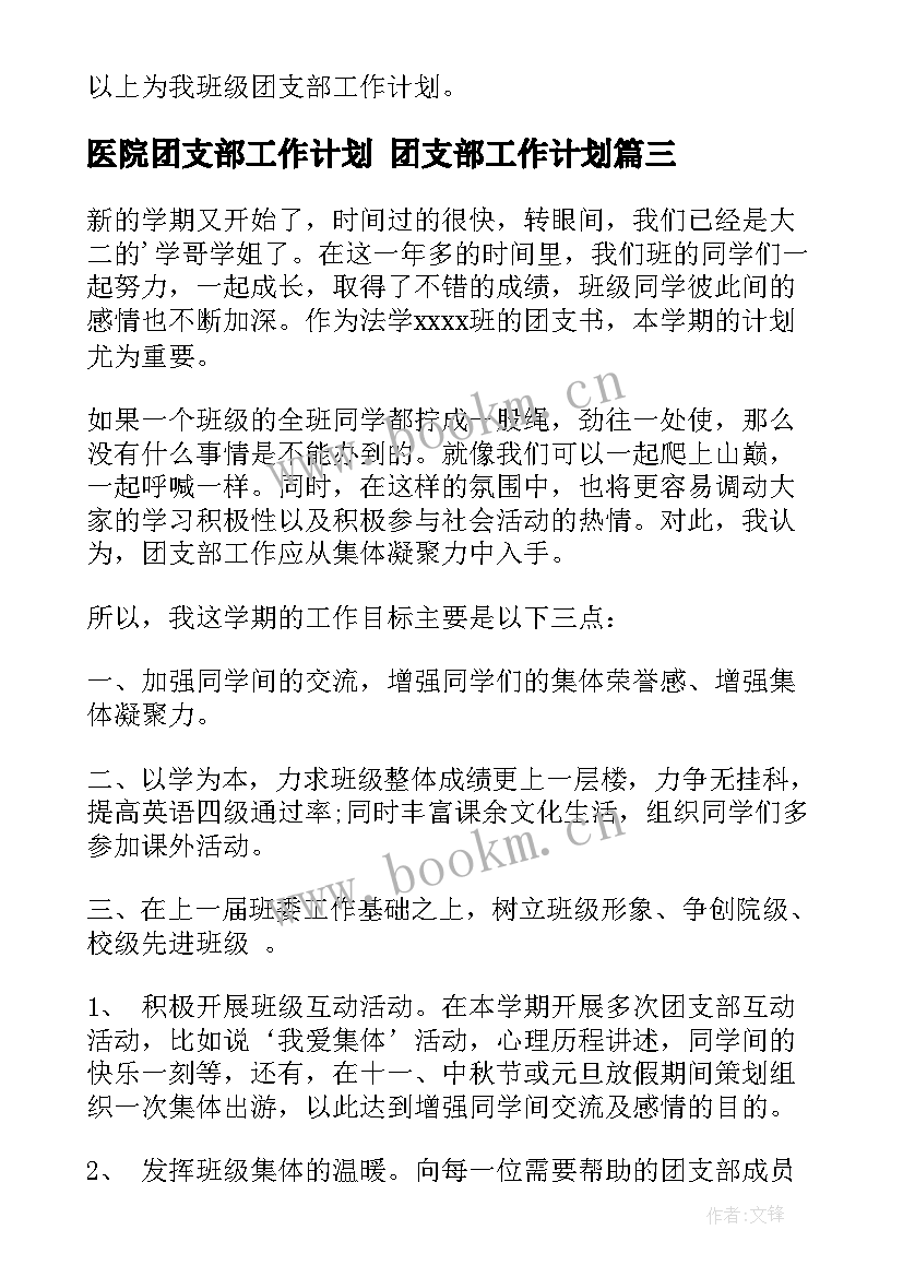 2023年医院团支部工作计划 团支部工作计划(大全8篇)