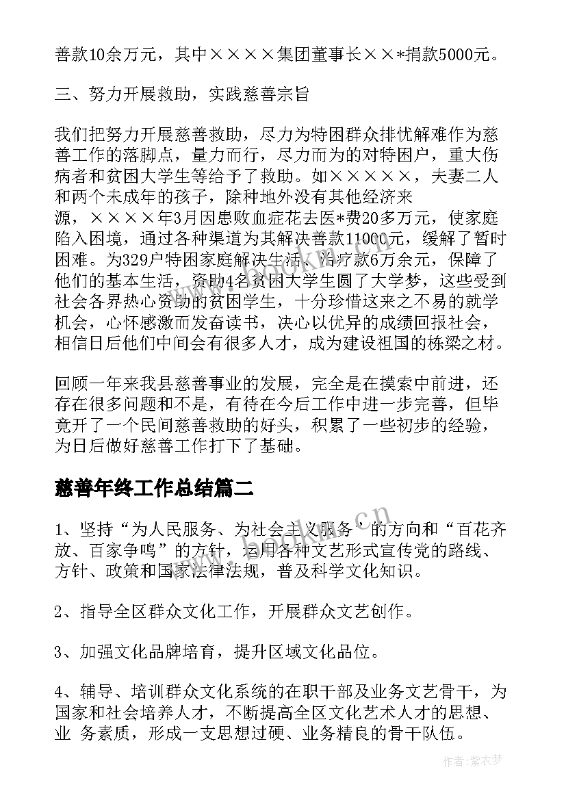 慈善年终工作总结(优秀6篇)