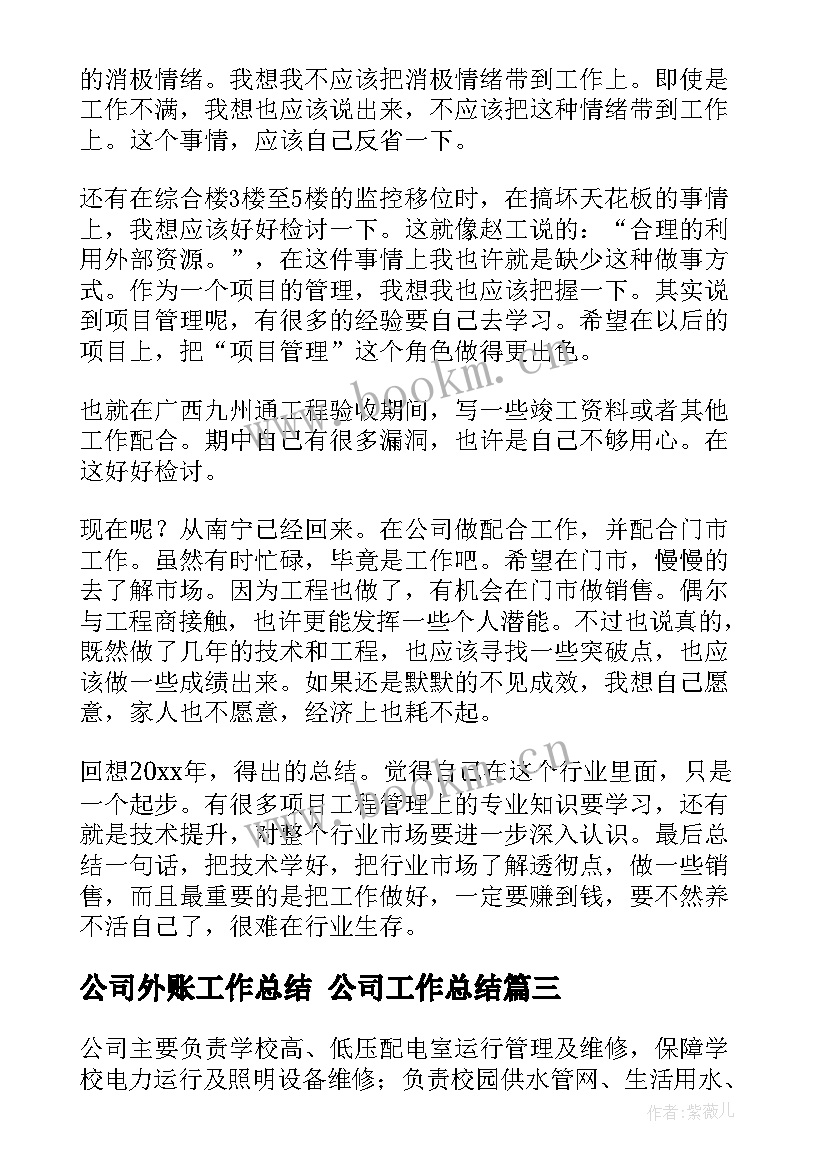 公司外账工作总结 公司工作总结(汇总6篇)