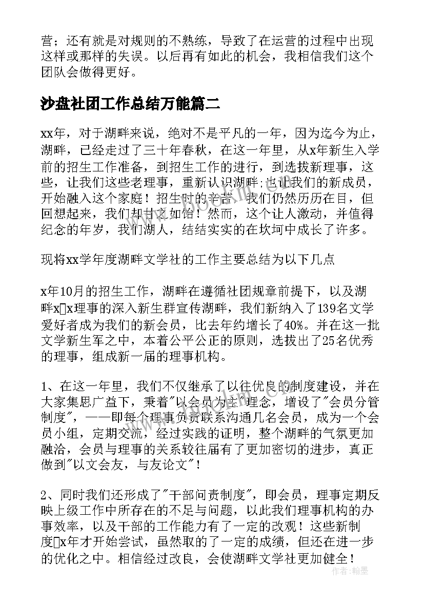 2023年沙盘社团工作总结万能(大全6篇)