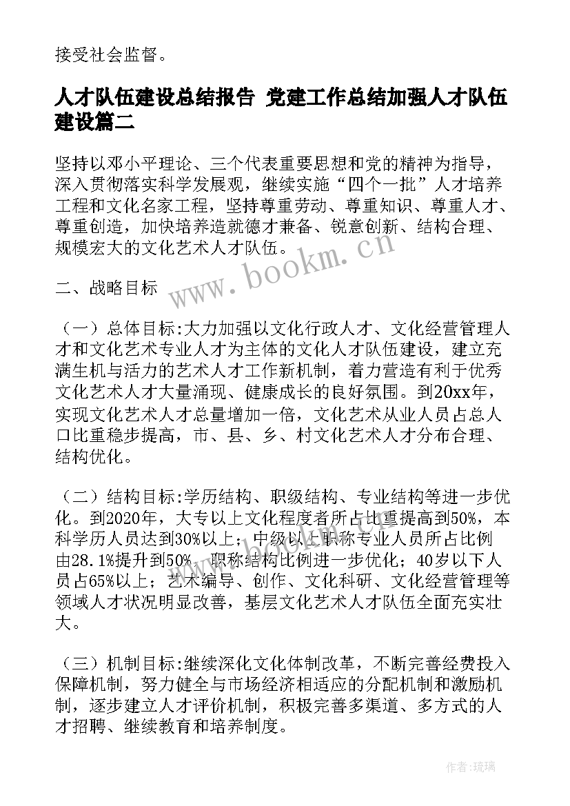 2023年人才队伍建设总结报告 党建工作总结加强人才队伍建设(优质5篇)