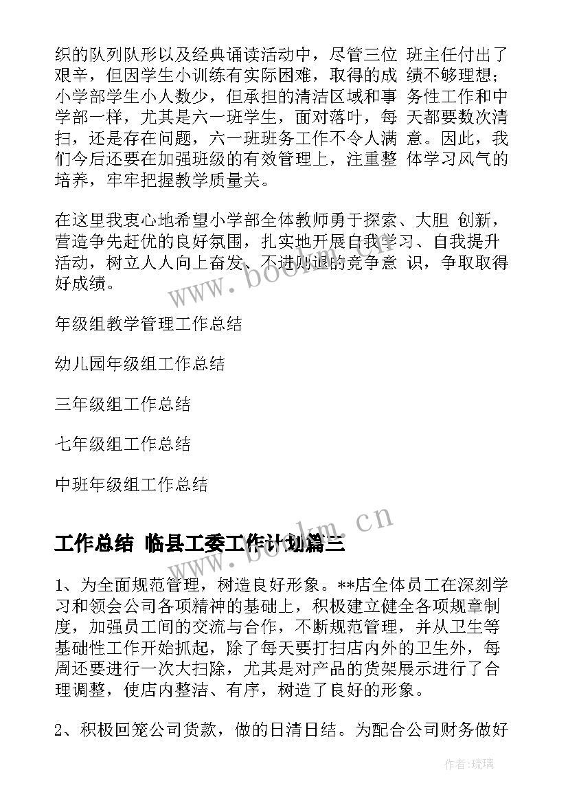 最新工作总结 临县工委工作计划(通用5篇)